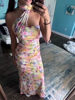 Peppermayo One-Shoulder Floral Maxi Dress in Yellow Multi